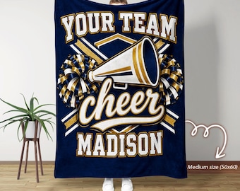 Personalized Cheer Team Blanket, Custom Cheerleader Throw, Megaphone Cheer Gift, Cheer Squad Blanket, Custom Name Cheerleading Gift