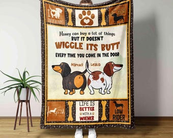 Personalized Dachshund Blanket, Wiener Dog Gift, Custom Pet Blanket with Names, Sausage Dog Throw, Dachshund Blanket, Dachshund Lover Gift