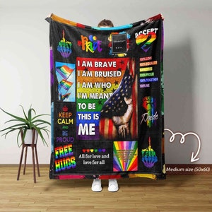 Manta del orgullo LGBT, manta Soy valiente, lona LGBT, manta para regalo
