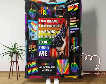 LGBT Pride Decke, I am Brave Decke, LGBT Leinwand, Decke für Geschenk