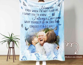 Manta conmemorativa personalizada, manta "Un pequeño abrazo del cielo", manta conmemorativa, manta con foto personalizada, regalo de recuerdo, manta de condolencias