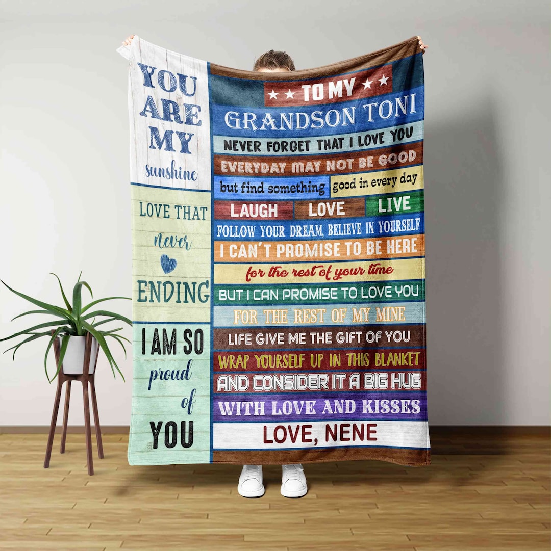 To My Grandson Blanket, Grandson Blanket, Family Blanket, Custom Name