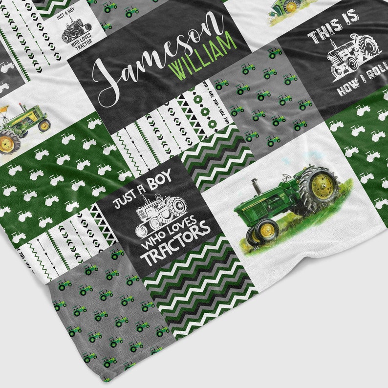 Just A Boy Who Loves Tractors Blanket, Custom Baby Blanket, Truck Blanket, Blanket For Baby, Gift Blanket For Boys, Blanket For Christmas image 4