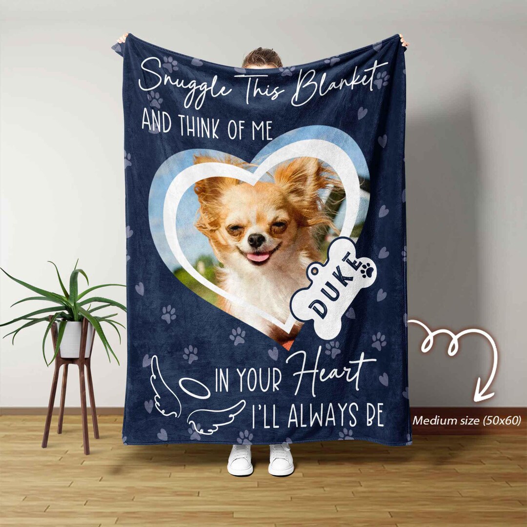 Custom Dog Memorial Blanket With Photo and Name, Pet Remembrance Gift ...