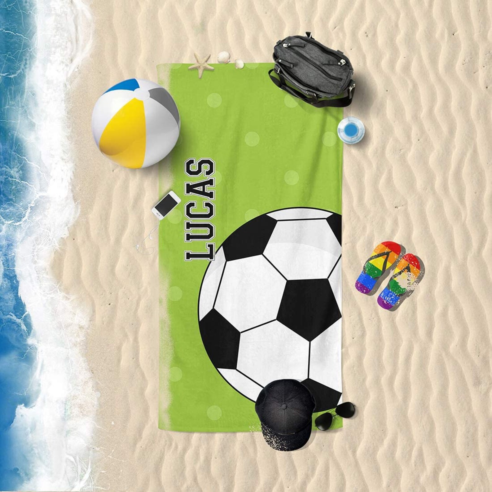 Football Beach Towels Personalized Beach Towels Custom Beach Etsy