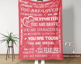 Personalized Affirmation Blanket, You Are Loved Gift,, Inspirational Gift for Her, Positive Words Throw Blanket, Self Care Gift