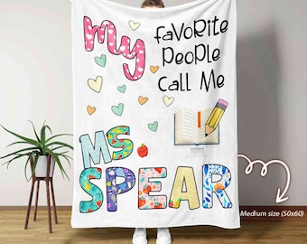 Custom Teacher Blanket, Personalized Blanket For Teachers, Gift From Students, Teacher Appreciation Gift From Kids, Custom Teacher Gifts