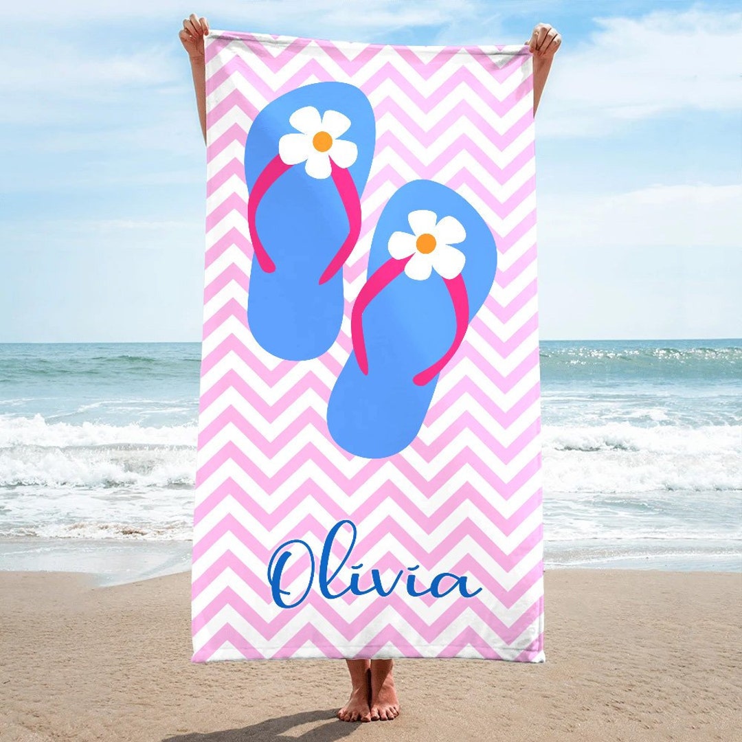 Striped Beach Towels, Personalized Beach Towel for Adult, Custom Beach