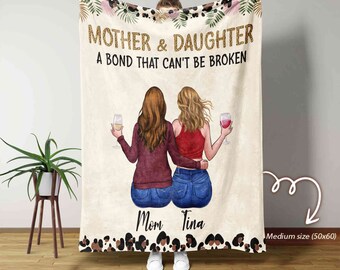 Personalized Mother and Daughter Blanket, Family Blanket, Mothers Day Gift, Custom Mom Gift, Birthday Gift for Mom, Daughter Gift
