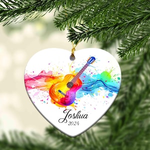 Personalized Name Guitar Ornament, Guitar Christmas Ornament, Acoustic Guitar Ornament, Christmas Gift For Guitar Team, Guitar Lover Gift