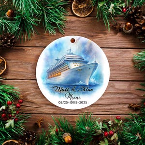 Personalized Cruise Ornament, Custom Ship Ornament with Names and Date, Cruise Vacation Ornament, Travel  Ornament