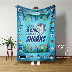 Just A Girl Who Loves Sharks Blanket, Sharks Blanket, Blanket For Girl, Blanket For Gift