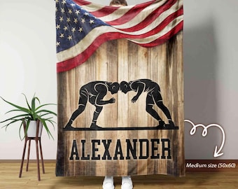 Personalisierte Wrestling Decke mit Namen, Wrestling Decke, Wrestling Team Geschenk, Wrestling Fan Geschenk, American Wrestling Decke