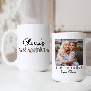 Taza de abuela personalizada, taza de abuela, taza de regalo de bebé de abuela, taza con foto de bebé para abuela, taza con foto personalizada, regalos de nieto