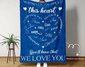 Custom Name Blanket, Monogrammed Blankets, Grandma Blanket, Family Blanket, Personalized Blanket with names, Personalized Name Heart Blanket