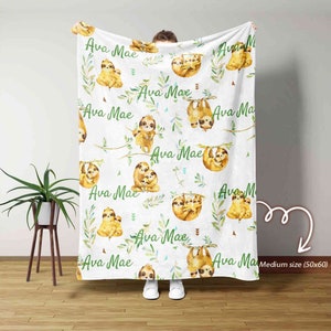 Personalized Sloth Blanket, Sloth Lover Blanket, Personalized Baby Blankets, Baby Blanket With Name, Baby Boy Blankets, Gift for Sloth Lover