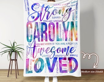 Inspirational Blanket, You Are Strong You Are Loved Blanket, Positive Affirmation Gift, Mental Health Gift, Self Love Blanket,Gift for Her