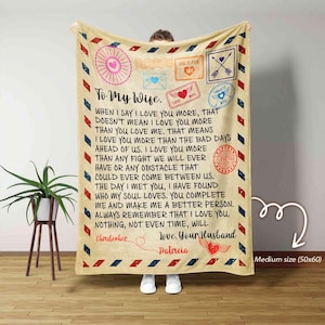 Manta personalizada para esposa, manta para mi esposa, manta con carta, regalo de aniversario para esposa, regalo de cumpleaños para esposa, regalo del esposo