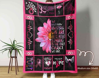 Breast Cancer Blanket, Pink Warrior Gift, Support For Cancer, Cancer Awareness, Breast Cancer Women Gift, Pink Ribbon Gift, Christmas Gift