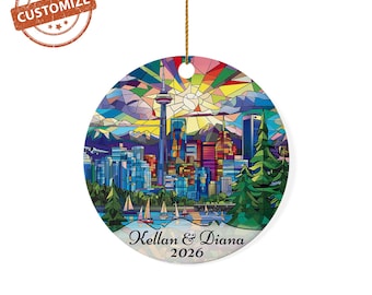 Personalisierte Vancouver Weihnachten Ornament, Vancouver Kanada Ornament, Reise Weihnachten Ornament, Vancouver Urlaub Geschenk, Geschenk für Paare