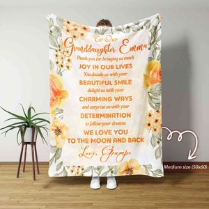 Manta para nuestra nieta, manta floral, manta familiar, manta con nombre personalizado, manta para nieta, regalo de cumpleaños para nieta