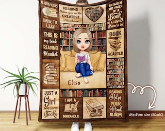 Coperta da lettura personalizzata con nome per amanti dei libri, comoda coperta da lettura, regalo per lettori, coperta da lettura, coperta da lettura per ragazze
