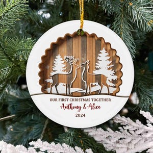 Personalized Our First Christmas Together Ornament, Couple Christmas Ornament, Custom Couple Name Ornament, First Christmas Gift for Couples