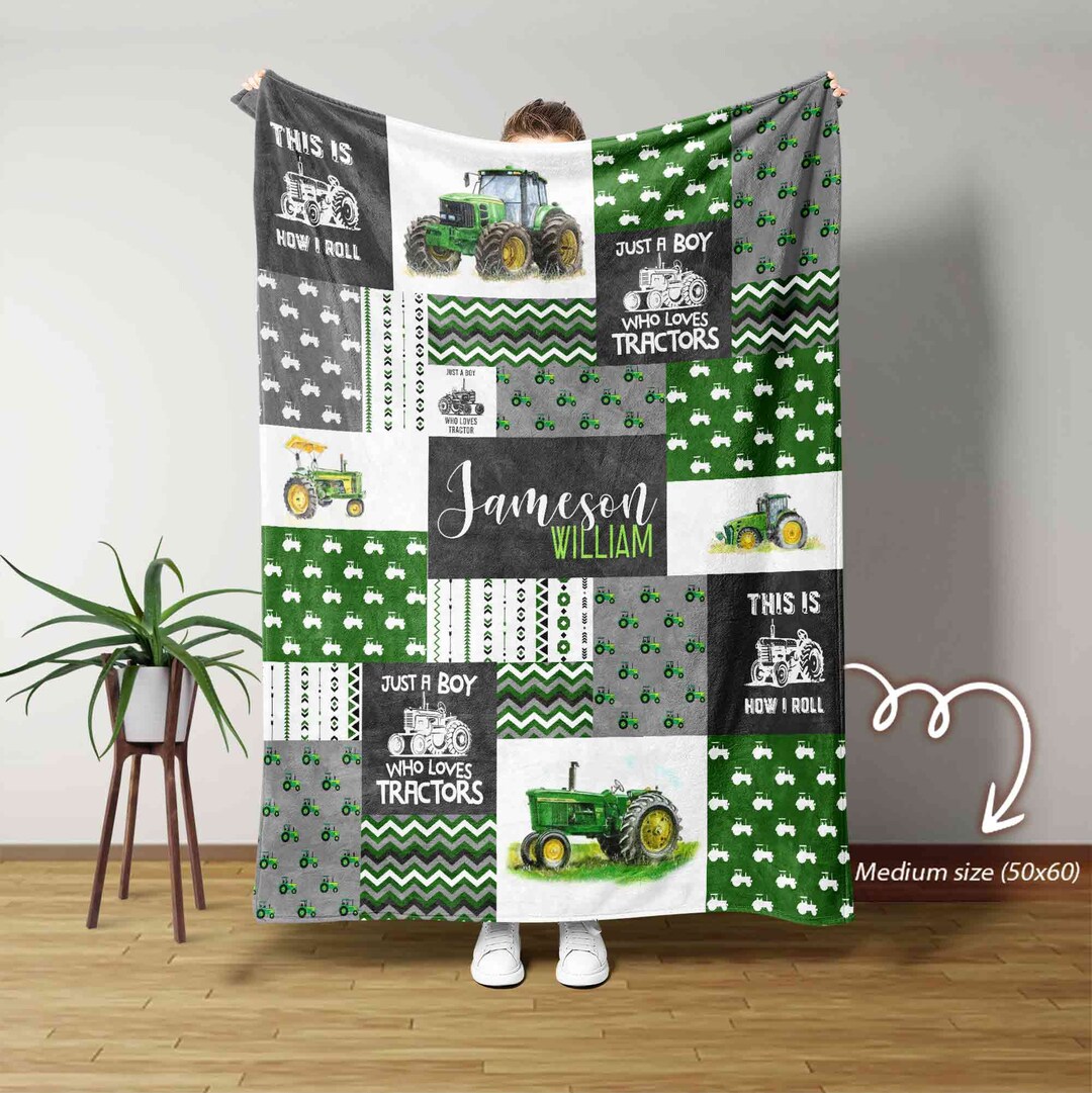 Just A Boy Who Loves Tractors Blanket, Custom Baby Blanket, Truck ...