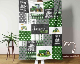 Just A Boy Who Loves Tractors Blanket, Custom Baby Blanket, Truck Blanket, Blanket For Baby, Gift Blanket For Boys, Blanket For Christmas