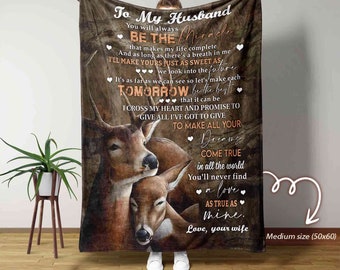 To My Husband Blanket, Personalized Name Blanket, Deer Blanket, Gift Blanket For Hunter, Blanket For Couple, Wedding Anniversary Blanket