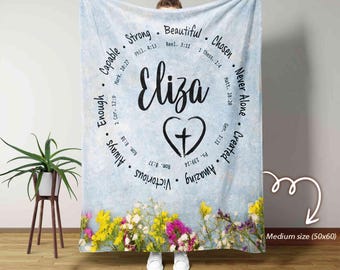 Personalized Name Faith Blanket, Bible Verse Blanket, God Blanket, Jesus Blanket, Faith Blanket, Christian Blanket, Religious Gifts