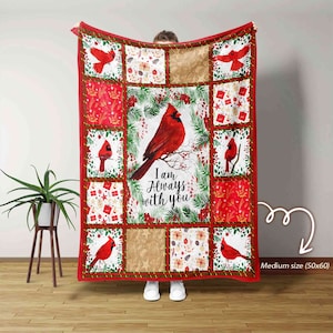 I Am Always With You Blanket, Cardinal Blanket, Memorial Blanket, Family Throw Blanket,  Christmas Blanket, Blanket For Gifts