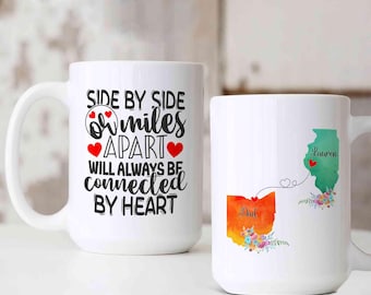 Mug personnalisé interurbain d'État à État, Mug père fille interurbain, Mug à café à des kilomètres de distance, Mug fête des pères, Cadeau pour papa