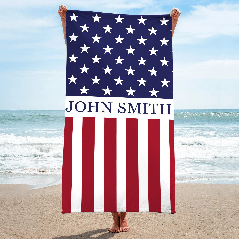 American Flag Beach Towels Personalized Beach Towel for Etsy