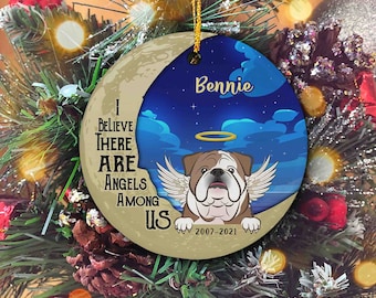 Personalized Dog Ornament, Dog Memorial Ornament, Moon Ornament, Dog Ornament, Pet Ornament, Custom Name Ornament, Dog Lover Gift