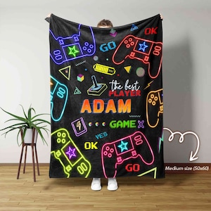 Manta de juego personalizada, manta de juego "El mejor jugador", manta de videojuego, manta de gamer, manta con nombre personalizado