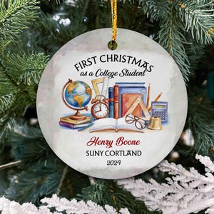 Personalized College Student Ornament, First Christmas As A College Student Ornament, New College Student Ornament, College Freshman Gift