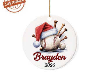 Decorazione da baseball personalizzata, decorazione natalizia da baseball, decorazione per allenatore di baseball, decorazione per giocatore di baseball, regalo per squadra di baseball