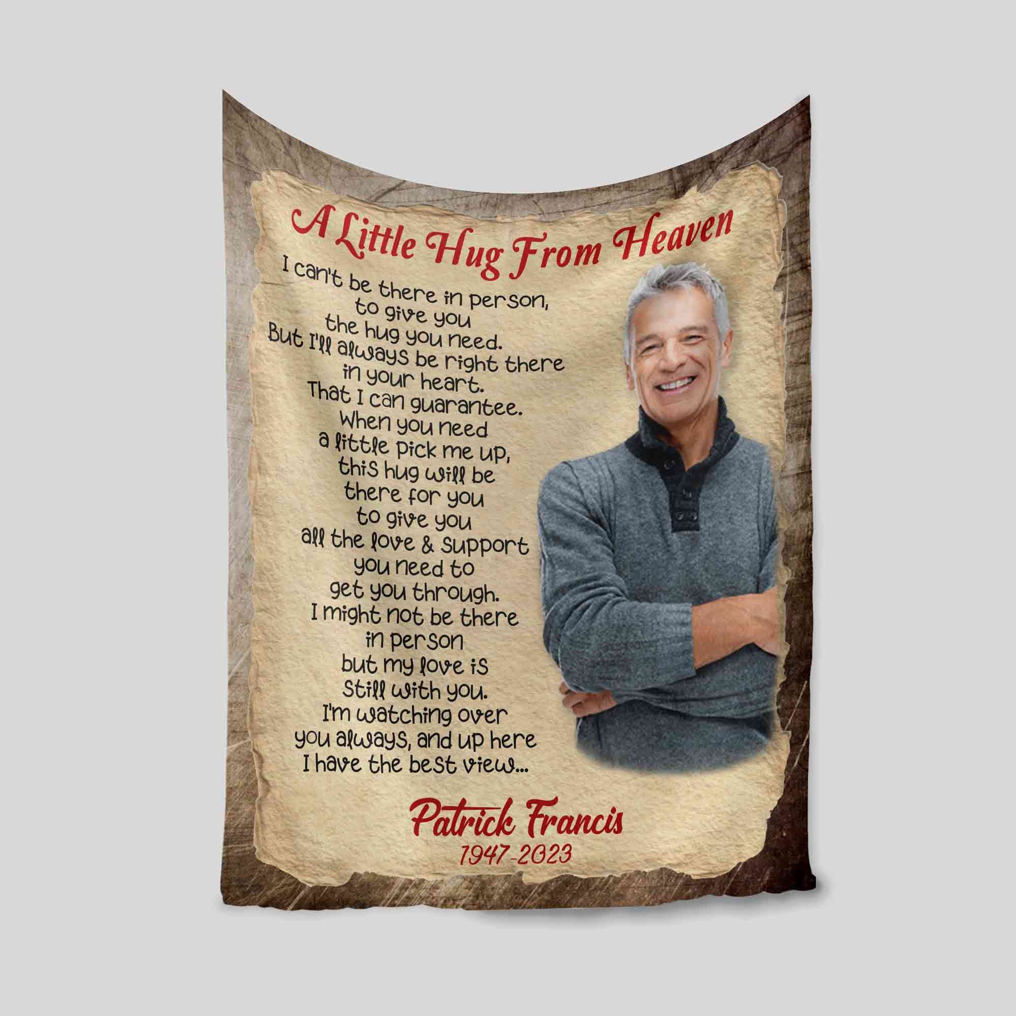 Personalized Memorial Blanket | A Little Hug From Heaven Blanket | Blanket With a Photo | Remembrance or Sympathy Gift