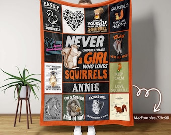 Manta "Amo a las Ardillas", Manta para Bebé, Manta de Regalo, Manta de Ardillas, Manta para Navidad, Manta de Regalo, Manta para Amantes de las Ardillas