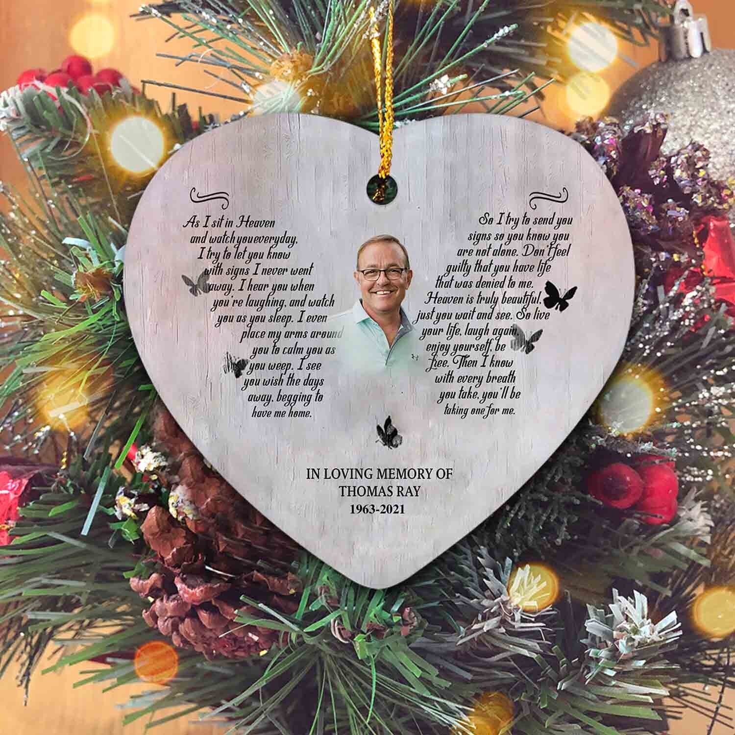 As I Sit in Heaven Ornament, Personalized Memorial Ornament