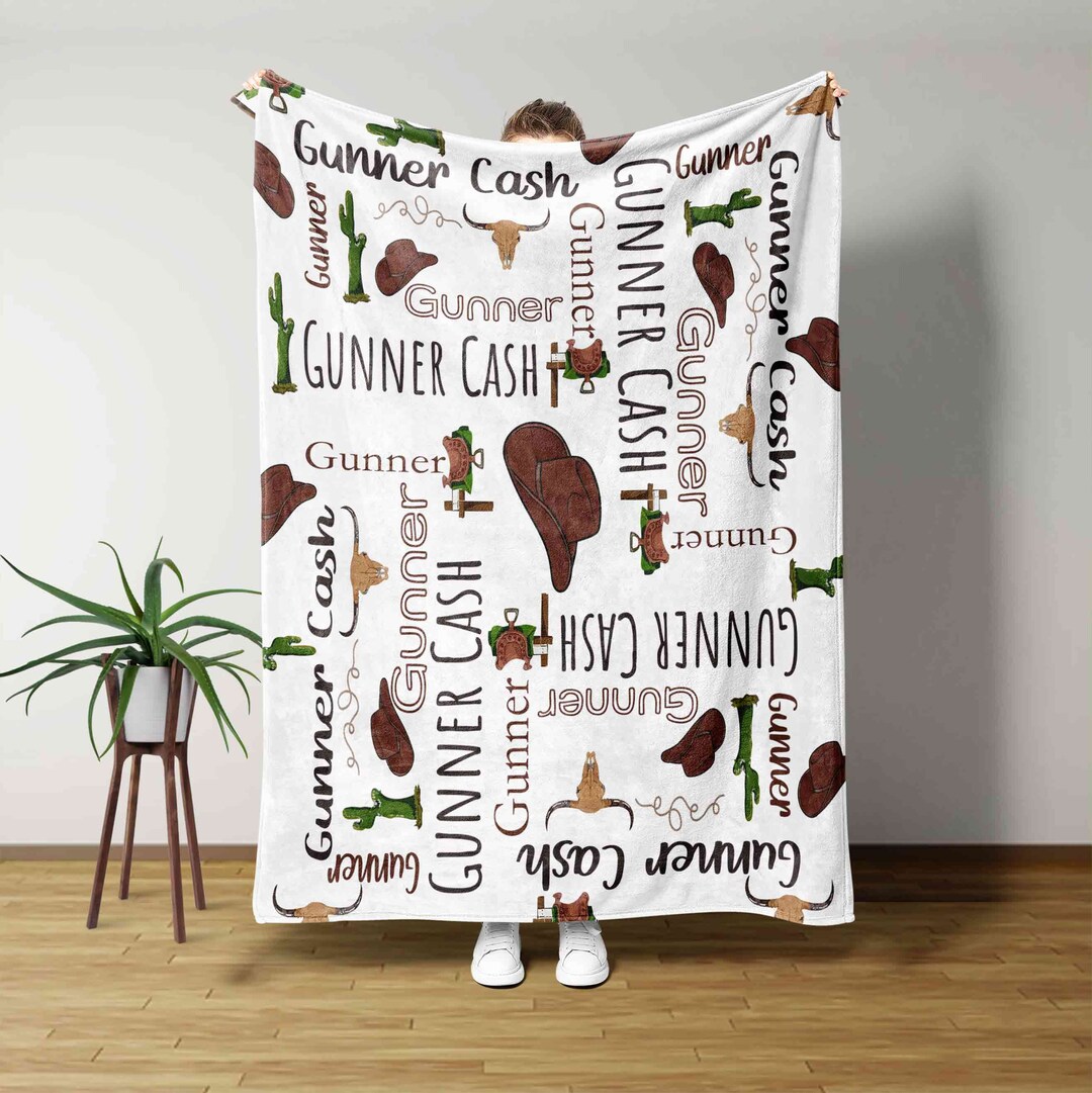 Personalized Western Baby Blankets With Name for Boys, Custom Baby Blanket, Personalized Name