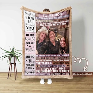 Cobertor para minha mãe, cobertor para mãe, cobertor para carta do filho para a mãe, cobertor com nome personalizado, melhor cobertor de presente para a mãe, presente de aniversário para ela