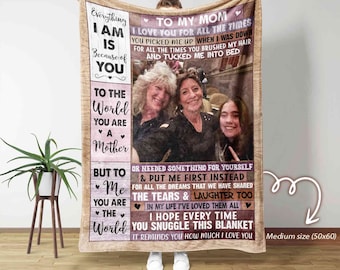 Manta para mi mamá, manta para mamá, manta con carta de hijo a mamá, manta con nombre personalizado, el mejor regalo para mamá, regalo de cumpleaños para ella