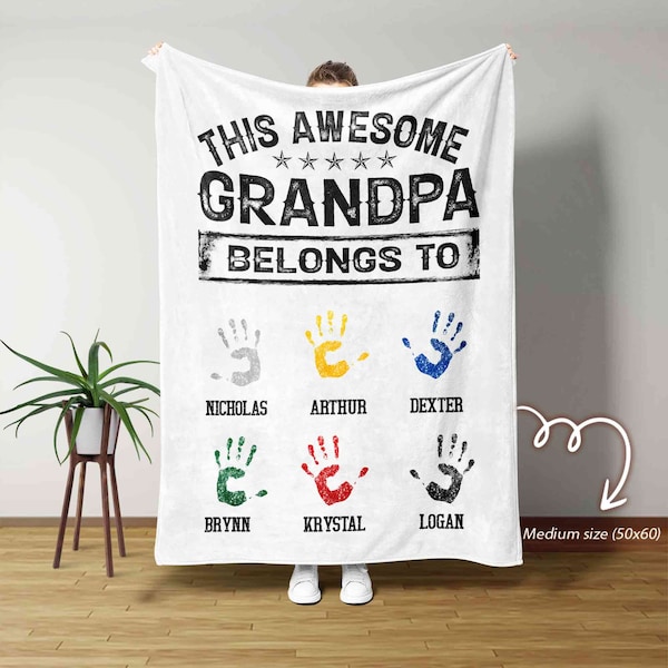 This Awesome Grandpa Blanket, Personalized Blanket For Grandma, Gifts for Grandpa, Father's Day Gift, Family Blanket, Custom Papa Blanket