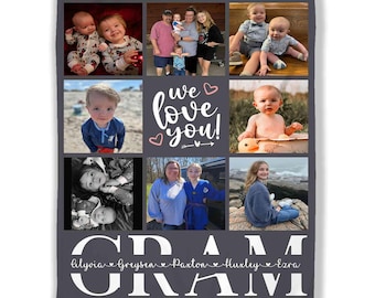 Custom Photo Collage Blanket, Grandma Blanket, Family Photo Blanket, Picture Blankets, Blanket for Grandparents, Gift for Mother Day