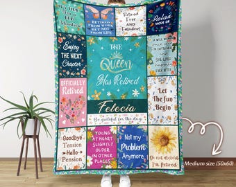 Retirement Queen Blanket, Personalized Retired Gift for Women, Retirement Throw Blanket, Retirement Gift for Mom, Coworker or Teacher