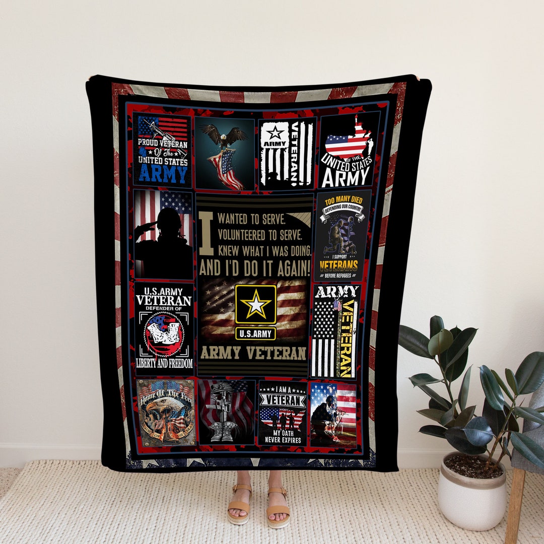 Military Blanket, Veteran Blanket, Us Army Blanket, Army Gifts for Soldier, Army Veteran Gift