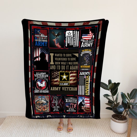 Military Blanket Veteran Blanket Us Army Blanket Army Gifts Etsy