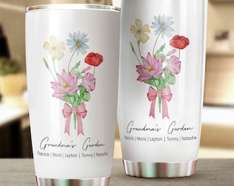 Personalized Birth Month Flower Tumbler, Birth Month Flower Tumbler, Grandma's Garden Tumbler, Birth Flower Gift, Mothers Day Gift